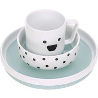LÄSSIG Geschirrset Porzellan Kindergeschirrset Teller Schüssel Tasse mit Silikonring rutschfest Kindergeschirr/ Little Chums Dog