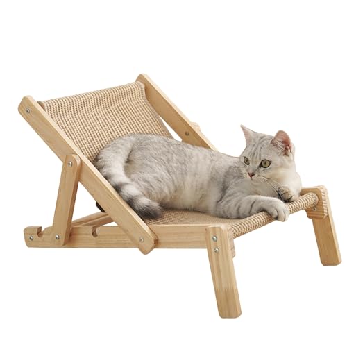 Katzen-Sisal-Lounge-Sessel – Erhöhtes Katzen-Sesselbett | Verstellbare Sisal-Katzenkratzbett-Katzenhängematte | Strapazierfähige Kratzunterlagen Für Katzen, Liege Für Welpen, Hunde, Katzen, Kaninchen