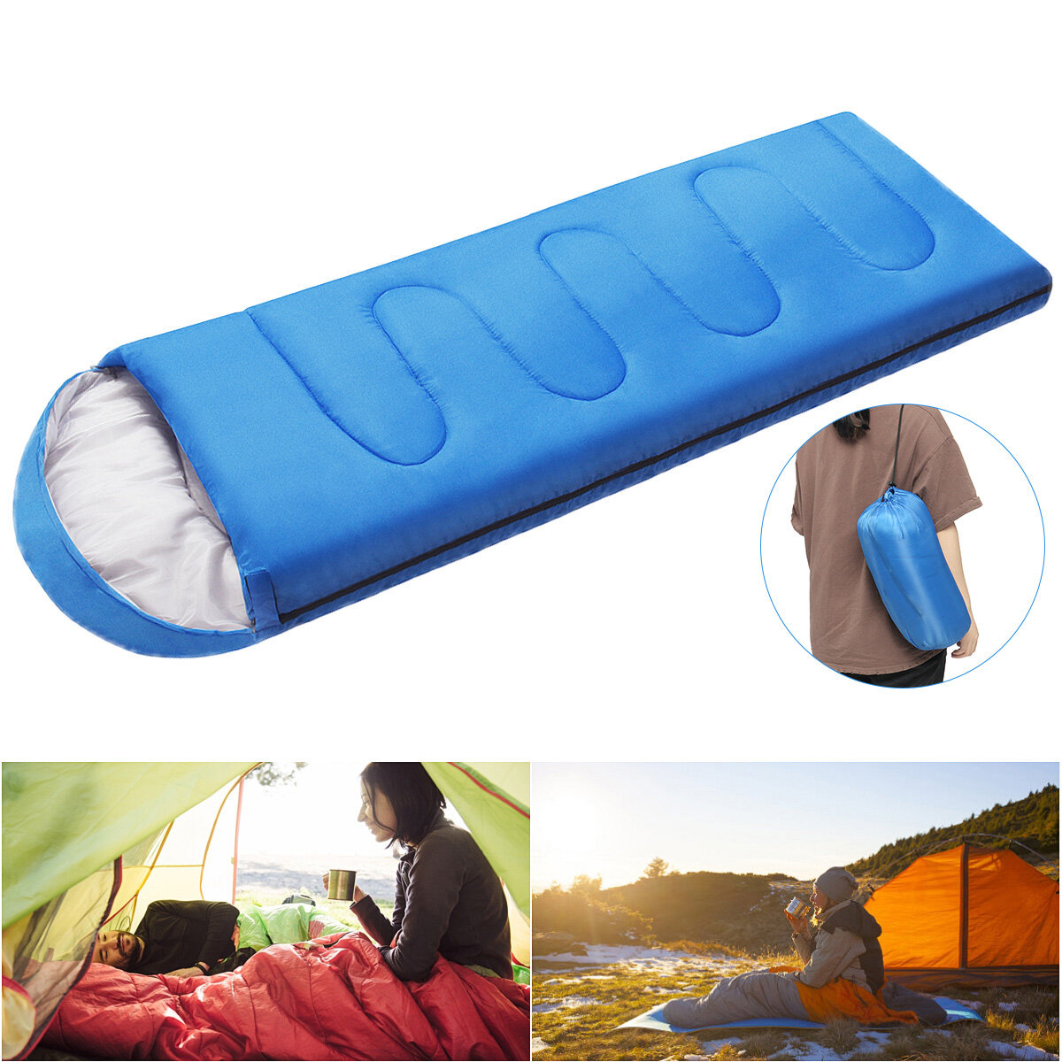 210x75CM Einzelschlafsack Wasserdichter Campingschlafsack für den Außenbereich Herbst / Winter Reißverschluss Wandercamp