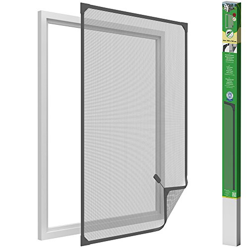 Easy Life Insektenschutz Fenster mit leicht montierbaren PVC Magnetrahmen Fliegengitter ohne Bohren individuell kürzbares Fliegennetz, Farbe:Anthrazit, Größe:100 x 120 cm