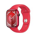 Apple Watch Series 9 (GPS + Cellular, 45 mm) Smartwatch mit Aluminiumgehäuse und Sportarmband S/M in (PRODUCT)RED. Fitnesstracker, Blutsauerstoff und EKG Apps, Always-On Retina Display, Wasserschutz