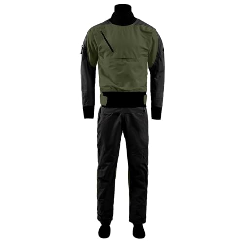 Herren Kajak Dry Suits Dreilagiges Material Latex Manschette und Kragen Kajak Schwimmen Surfen Paddeln Armee EN8 M