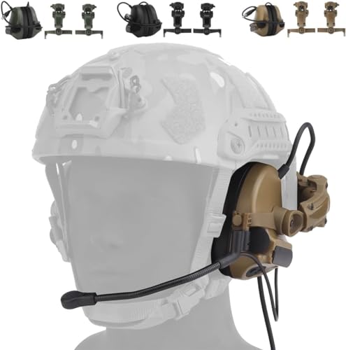 Taktische Schieß-Headsets, Helm, Paintball-Headset, taktischer Kommunikations-Gehörschutz für Fast MT-Helme, Tan