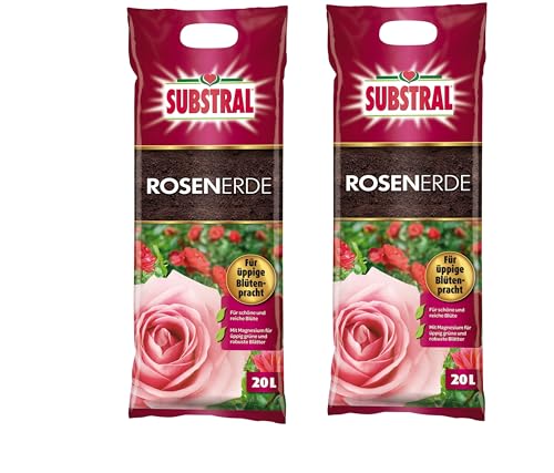 Substral Rosenerde 40l Blumenerde Qualitätserde für Zierpflanzen 2X 20l Erde für Rosen und weitere Zierpflanzen