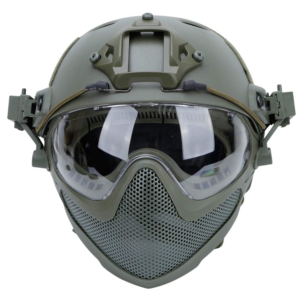 Will Outdoor Integrierter taktischer Airsoft PJ-Helm F22, Vollgesichtsschutzhelm mit Abnehmbarer Maske und Schutzbrille.