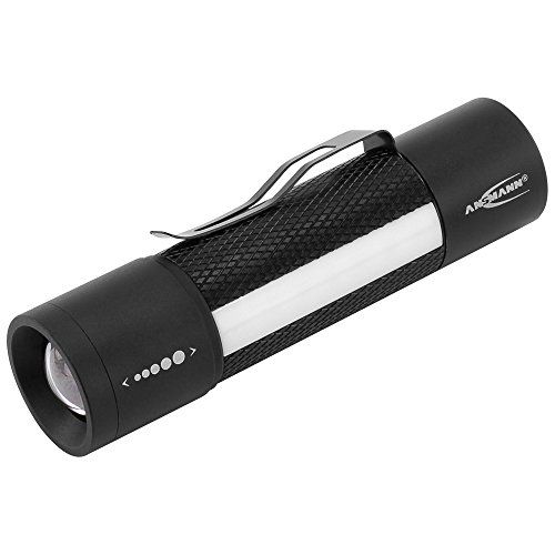 ANSMANN LED Taschenlampe in schwarz T500F / Outdoor Leuchte mit stufenloser Fokussierung / 260 Lumen & Spritzwassergeschützt IP54