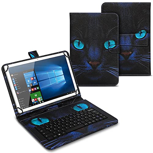 UC-Express Tasche kompatibel mit Telekom T Tablet Hülle Keyboard Case Tastatur QWERTZ Standfunktion USB Cover Case, Farben:Motiv 1