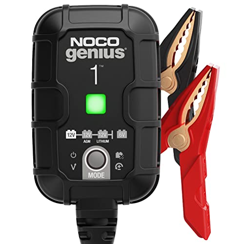 NOCO GENIUS1EU, 1A Ladegerät Autobatterie, 6V/12V KFZ Batterieladegerät für Auto und Motorrad, Erhaltungsladegerät und Desulfator für AGM, Gel, Start-Stopp, EFB und LiFePO4 Lithium Batterien