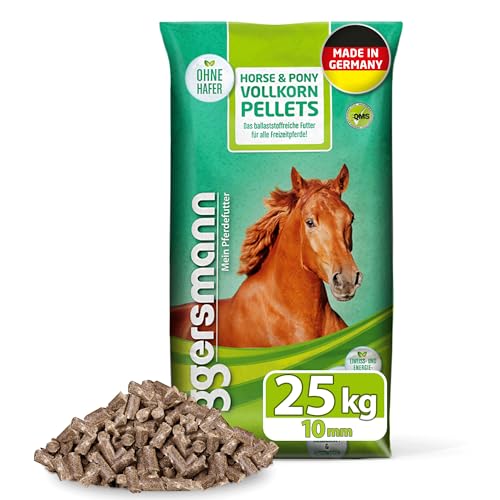 Eggersmann Horse & Pony Vollkorn Pellets 10 mm – Pferdefutter ohne Hafer – Eiweiß- und energiereduziert – 25 kg Sack