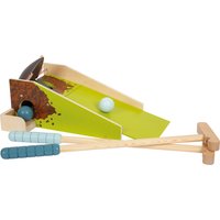 small foot Minigolf-Set Maulwurf aus Holz, mit „Schnapp“-Mechanismus, Gartenspielzeug für Kinder ab 3 Jahren, 12439, Grün