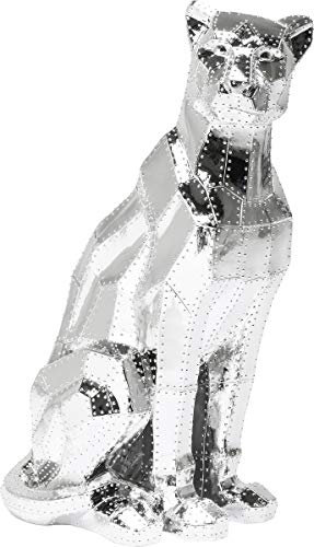 Kare Deko Figur Sitting Cat Rivet Chrome, 38500, moderne, große Dekoobjekte, sitzende Raubkatze Panther, silber (H/B/T) 82x36x43cm