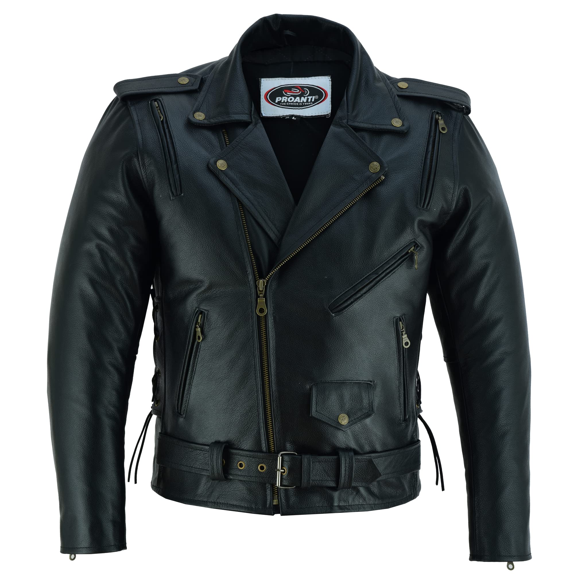 PROANTI Leder Motorradjacke Biker Jacke Sport Motorrad Chopper Lederjacke