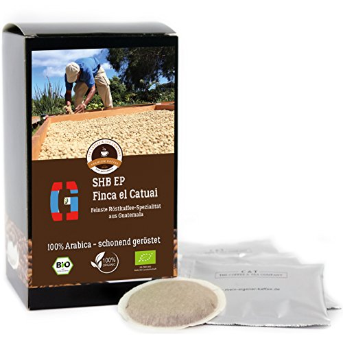 Kaffee Globetrotter - Bio Guatemala SHB EP Finca El Catuai - 50 Premium Kaffeepads - für Pad-Kaffeemaschine - Spitzenkaffee - Röstkaffee aus biologischem Anbau