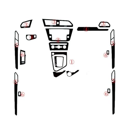 QCALAZ Innen-Zentralbedienfeld-Türgriff, 5D-Schwarze Kohlefaser-Aufkleber, Aufkleber, Auto-Styling-Zubehör (5D schwarz CF-C) Für VW,Für Tiguan L2016-2019