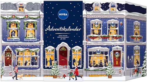NIVEA Adventskalender 2022 für 24 einzigartige Verwöhnmomente, Weihnachtskalender mit ausgewählten Pflegeprodukten & Accessoires, Pflegeset für die Adventszeit