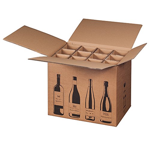 smartboxpro® Versandkarton, für 12 Flaschen, Kartoneinsatz, 432 x 317 x 404 mm, innen: 420 x 305 x 368 mm, braun (5 Stück), Sie erhalten 1 Packung á 5 Stück