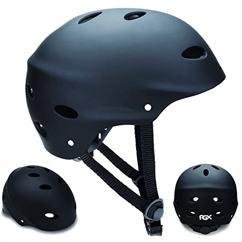 WeLLIFE Helm für Kinder und Jugendliche Größenverstellbarer Helm Farbe Schwarz RGX geeignet für Skateboard, Fahrrad, Inline-Skate, Rollerblade, Sicherheit Idealer Multisport Leicht und sicher