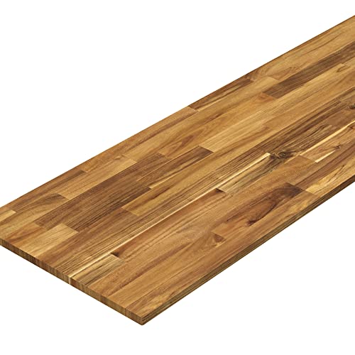INTERBUILD Tischplatte Massivholz, Arbeitsplatte Küche aus FSC Akazienholz, Helle Eiche, 2200 x 635 x 26mm