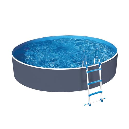 Paradies Pool® Aufstellpool Splash Pool Komplettset rund 355 x 90 cm grau inkl. Filteranlage, Leiter, Vlies