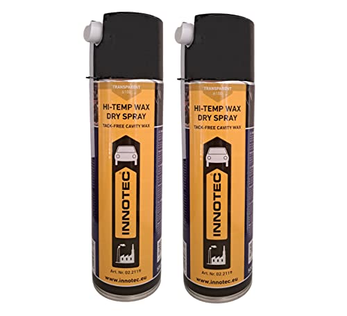 2 Stück Innotec Hi-Temp Wax Spray Unterboden und Hohlraumschutz Fettspray Transparent - Next Level Konservierung für Automotive & Industrie - Keine Anhaftung von Schmutz und Staub - 500ml Spraydose
