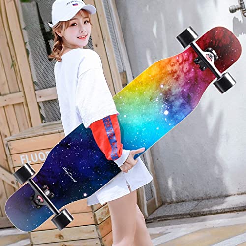 43"x9" Profi-Skateboards für Anfänger, komplette 7-lagige Ahorn-Standard-Longboard-Double-Kick-Concave-Deck-Tricks-Skateboards für Kinder, Jugendliche und Erwachsene