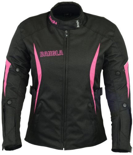 Bangla Damen Motorradjacke Motorrad Jacke Textil Schwarz Pink mit Protektoren L