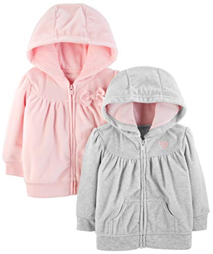 Simple Joys by Carter's 2- Pack Fleece Full Zip Hoodies Kapuzenpullover Light Gray/Pink 18 Months , 1 er-Pack