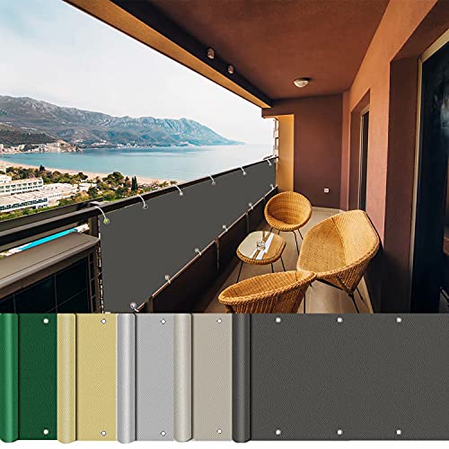 AEREY Balkonabdeckung 90x700cm, Balkonbespannung, Windschutz Sonnenschutz Zaunblende für Balkon und Terrasse für den Gartenzaun - Anthrazit