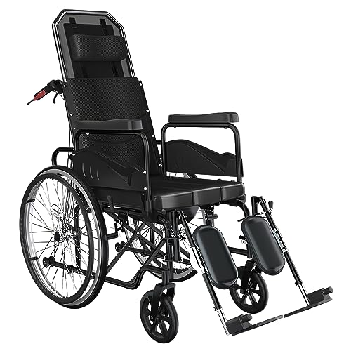 GHBXJX Rollstuhl Faltbar Leicht Aktivrollstuhl, Rollstühle mit Selbstantrieb, Pflegerollstuhl für Erwachsene, Verstellbare Rückenlehne und Fußstütze, Aluminium, 46cm Sitzbreite, Schwarz