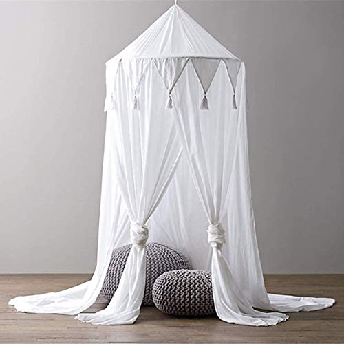 Lelesta Betthimmel für Kinder, Moskitonetz für Bett, runde Kuppel, Dekoration für Schlafzimmer, Höhe 240 cm (weiß)