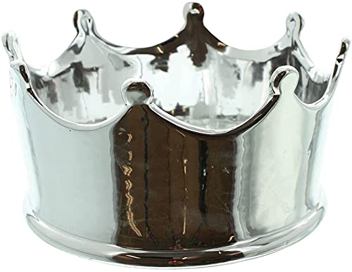 Schale "Krone" aus Porzellan, silber glänzend, Obstschale, Deko-Objekt