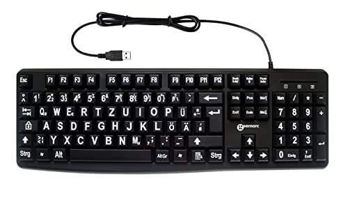 Geemarc KBSV3_YEL_GE USB-Tastatur Deutsch, QWERTZ, Windows® Schwarz, Gelb Extragroße Tasten
