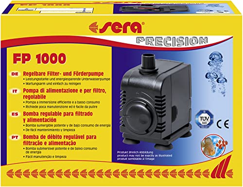 sera 30595 Filter- & Förderpumpe FP 1000 Pumpe regelbar fürs Süß- und Meerwasser Aquarium (Qmax: 1000 l/h Hmax: 1,80 m bei 16 Watt mit EU-Stecker und 15 mm Schlauchstutzen sowie 1,8m Netzkabel)