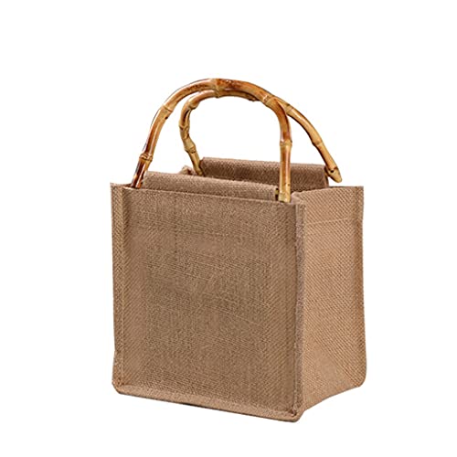 FackLOxc Tragbare Einkaufstasche Handtasche Mit Bambusgriffen Wiederverwendbare Jutebeutel
