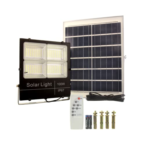 JANDEI - LED-Projektor Solar 1300 Lumen, 100 W separater Lithium-Akku 224 LEDs