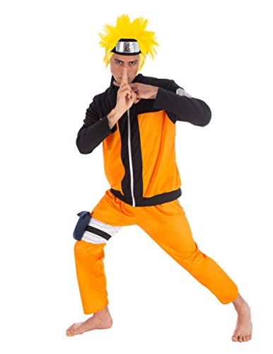 Chaks Naruto-Kostüm für Kinder Lizenz orange-schwarz 140 (9-10 Jahre)