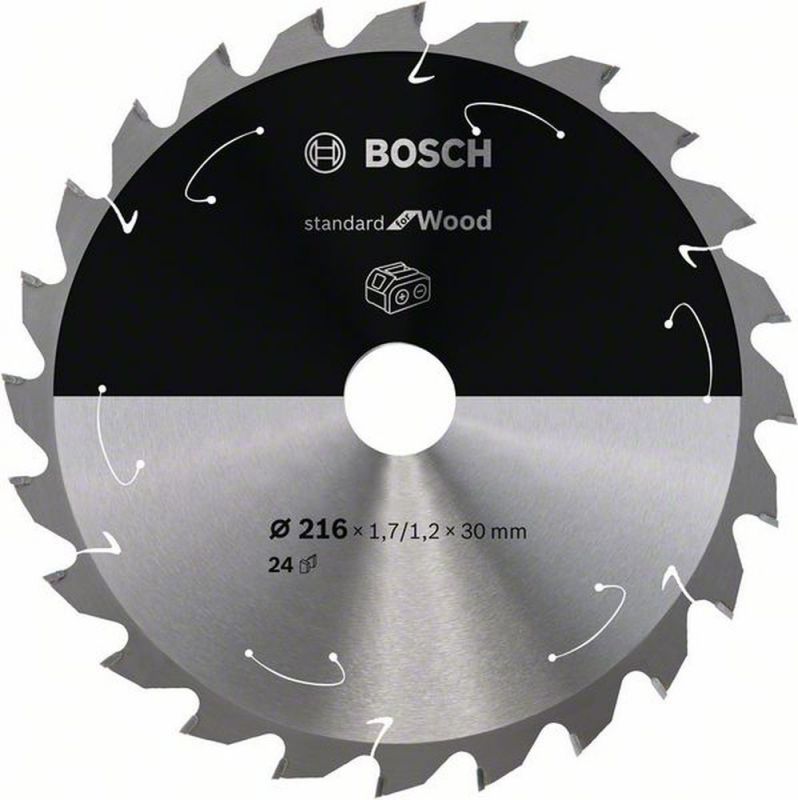 Bosch Akku-Kreissägeblatt Standard for Wood, 216 x 1,7/1,2 x 30, 24 Zähne 2608837721