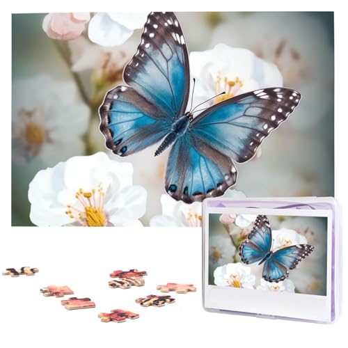 Jigsaw Puzzles 1000 Teile Für Erwachsene Blau Schmetterling Auf Blüte Blume Jigsaw Puzzle Coole Tier Weihnachten Puzzle Geschenk Puzzle Für Familie Größe 75 X 50 cm