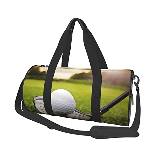 Lässige große Kapazität runde Sonnenblume Elefant Holz Boden Duffel Tasche Sport Training Runde Tasche Zylinder Tasche, Golfball, Einheitsgröße