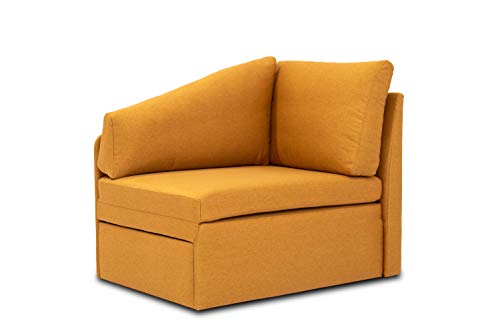 DOMO Collection Delta Sofa, Schlafsofa, Schlafsessel, Gästebett, Tiny Couch, Ecksessel, gelb, 116x81x83 cm