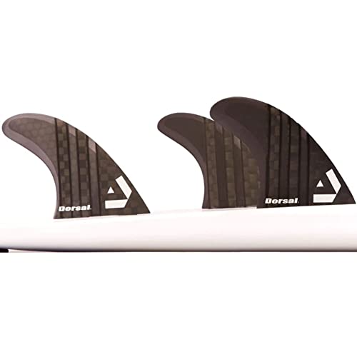 DORSAL Surfboard Fins Thruster 3 Set FCS Compatible Medium Black
