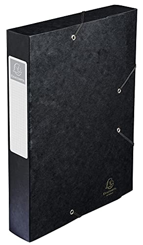 Exacompta 16016H Packung (mit 10 Archivboxen Cartobox, 24 x 32 cm, 60 mm Rücken, mit Gummizug, mit Rückenetikett) schwarz, 10 Stück