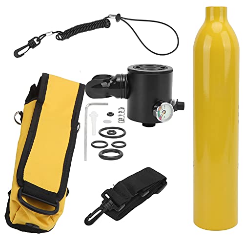 Sorandy Tauchflaschen-Kit, 0,5-l-Mini-Tauchflasche mit Anti-Lost-Lanyard, Unterwasser-Erkundungs-Notfall-Rettungs-Tauchflasche, Tragbare Tauchflasche für Tauchbetrieb/Notrettung(Gelb)