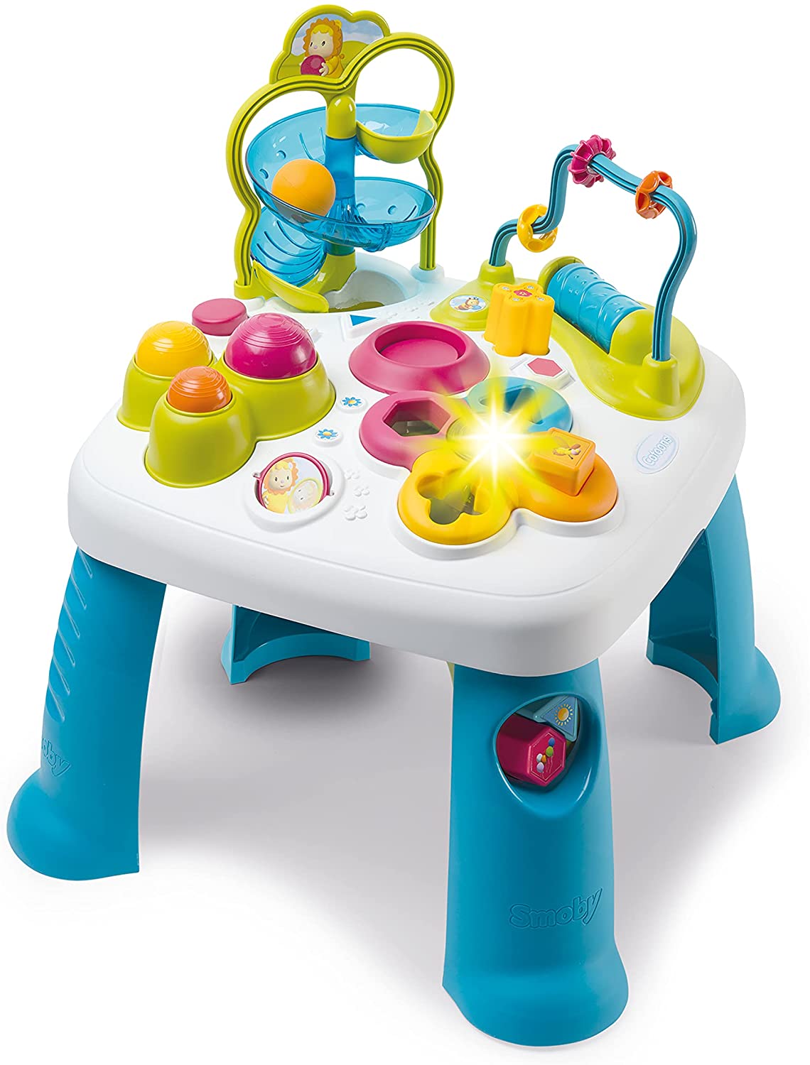 Smoby 110426 Cotoons Activity-Spieltisch, Baby, Motorikspielzeug, Kugelbahn, Steckspiel, für Kinder ab 12 Monaten, Mehrfarbig
