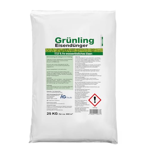 A&G-heute 25kg Grünling Eisendünger Rasendünger Eisen-2-Sulfat für ca. 900m² Rasenfläche für sattes Grün