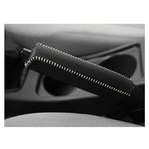 Auto Handbremsabdeckung für Au-di RS6 Avant C5 C6 C7 C7.5 Avant Wagon 2011-2018, Leder Handbremse HüLse Handbremsengriffe Rutschfest Und VerschleißFest Handbremsdeckel,A/Black Beige Line
