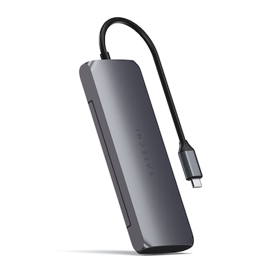 Satechi USB-C Hybrid Multiport Adapter – Eingebauter SSD-Speicher, 4K HDMI 60Hz, USB-C PD, USB-A 3.0 Datenanschlüsse – Kompatibel mit 2020/2019 MacBook Pro, 2020/2018 MacBook Air, 2021/2020 iPad Pro