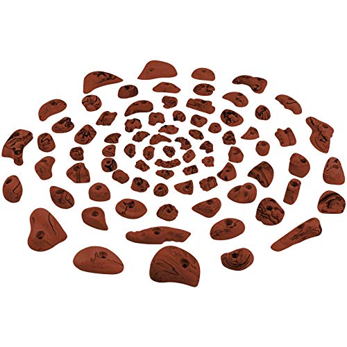 ALPIDEX 80 Klettergriffe in verschiedenen Größen und Formen - für eine Kletterfläche von ca. 6 bis 10 m², Farbe:rot-meliert