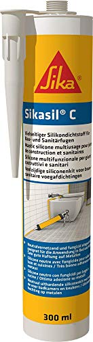 Sikasil C, Neutralvernetzender Silicondichtstoff für Sanitär- und Baufugen, 300ml, weiss