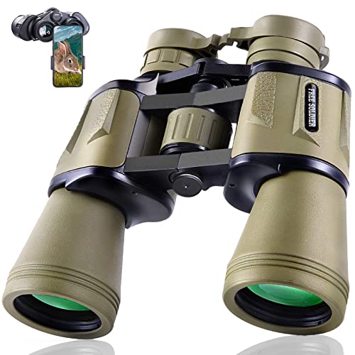 FREE SOLDIER Fernglas 10x50 Kompakte Ferngläser - Professionelle Feldstecher HD Wasserdicht Binoculars für Kinder Erwachsene mit BAK4 Prism FMC-Objektiv zur Wandern Vogelbeobachtung Jagd, Schlamm